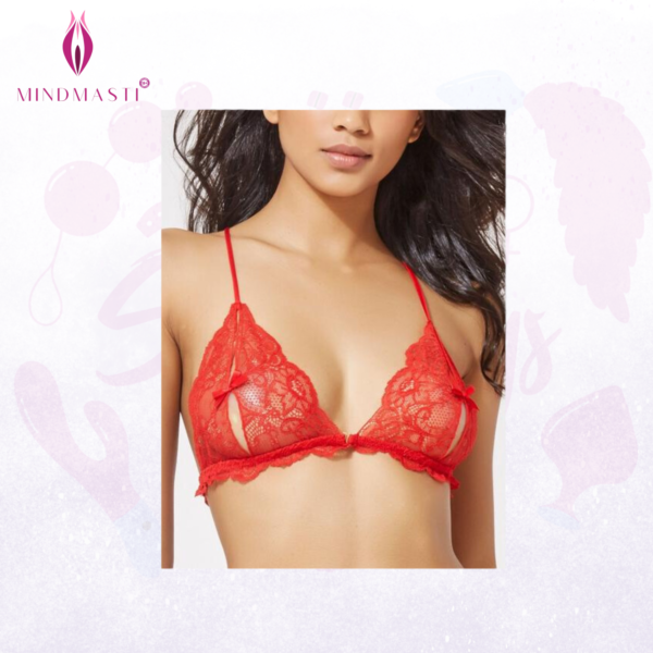 Bikini Set - Lace Open Bra Crotchless Thong - Image 2